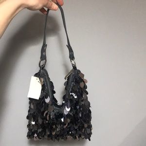 Silver - gray sequined bag, never worn!